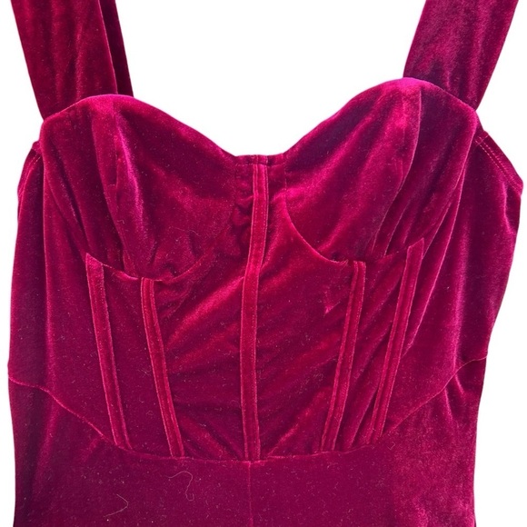 Cider Burgundy Velvet Jumpsuit Corset Style Wide Leg Holiday Christmas Large NWT - Picture 5 of 10